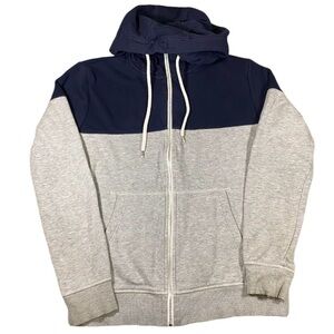 Divided H&M Jacket Men’s Medium Full Zip Hooded Gray Blue Color Block Y2K Soft